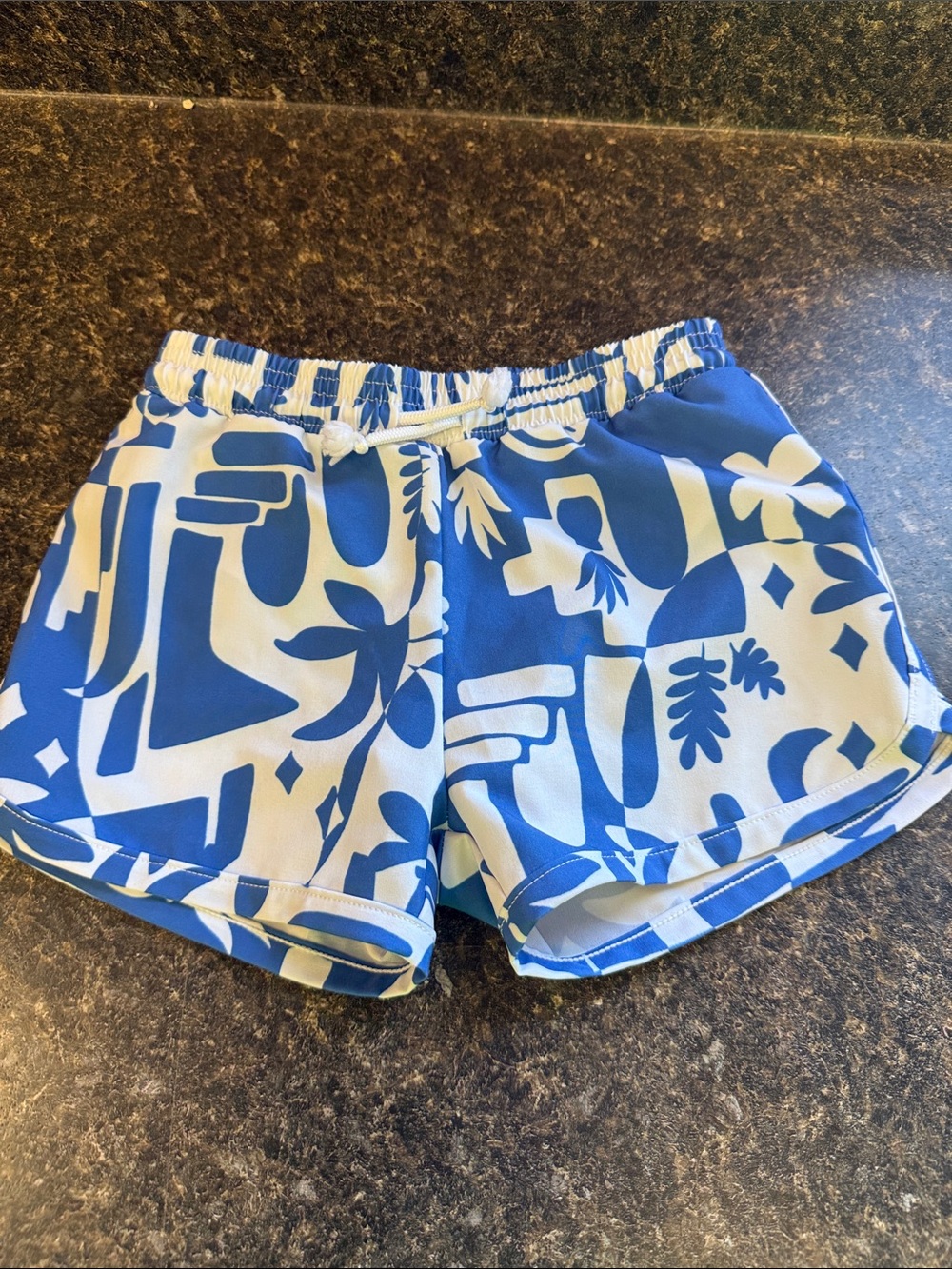 Show me your mumu kids Blue and White Printed swim trunks 4t